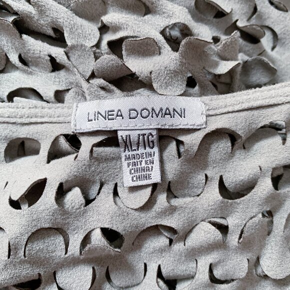 Linea Domani Taupe Waterfall Cardigan | All-Over Laser-Cut Detail | XL - Picture 2 of 14